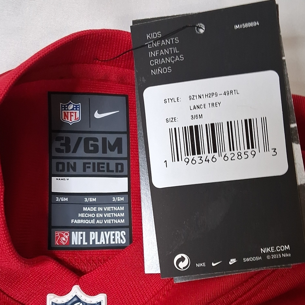 Nike Kids Red San Francisco 49ers #5 Football Romper - Picture 3 of 3